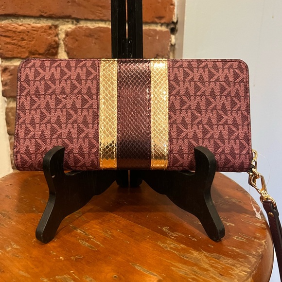 NWT Michael Kors Large Jet Set Wallet/Wristlet/Clutch Ox Blood Rogue Sombre MK - Picture 5 of 16